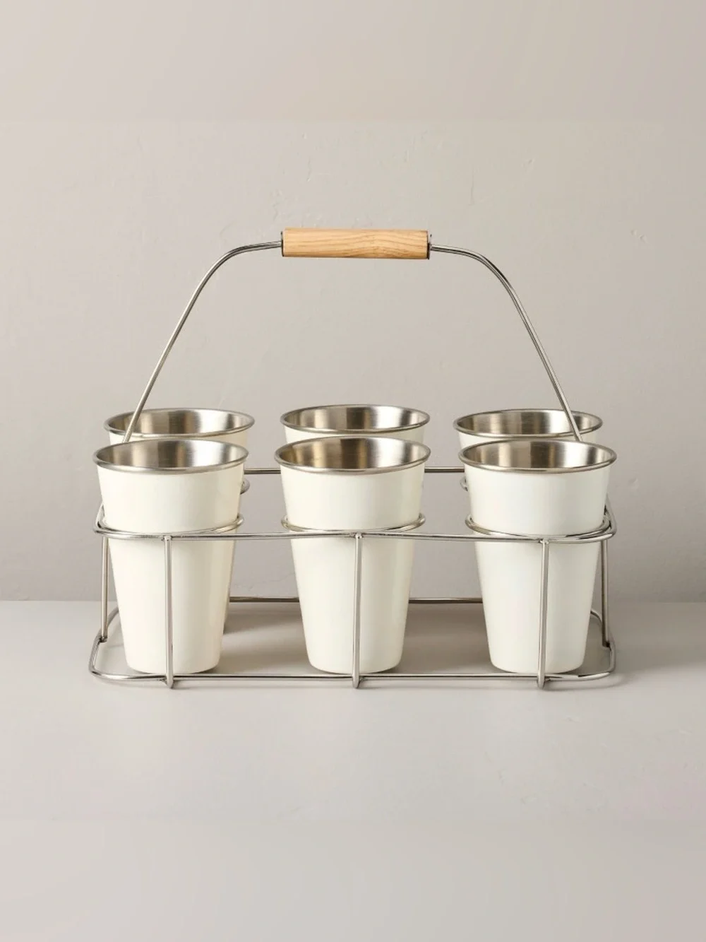NWT Hearth & Hand with Magnolia White Tumbler Set with Beverage Caddy